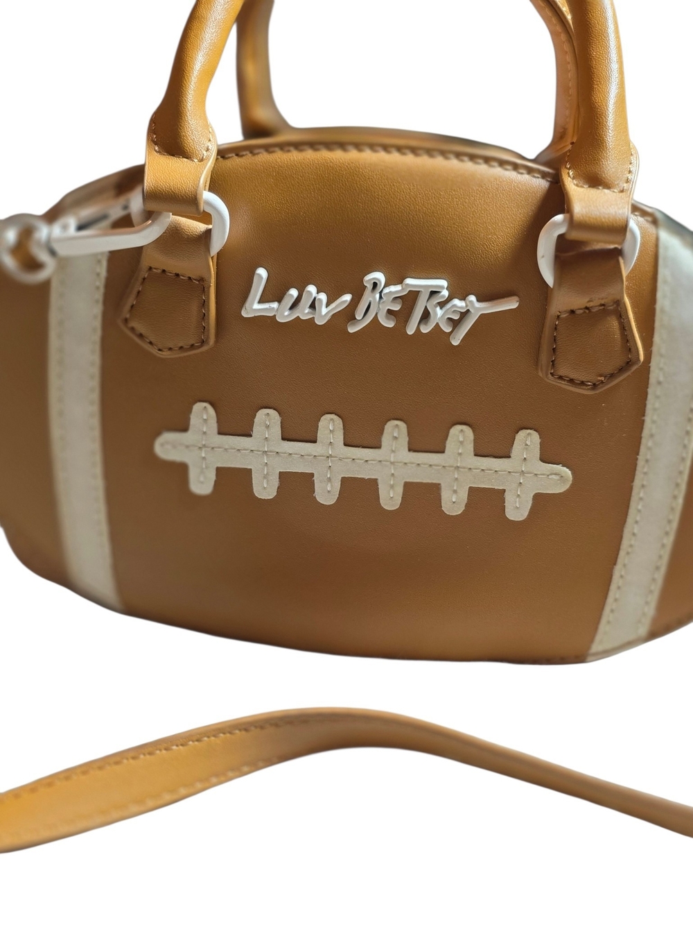 Luv Betsey by Betsey Johnson Tan Football Novelty Crossbody Bag Satchel - Picture 5 of 16